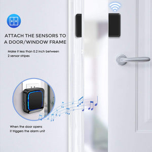 Coolqiya Door Sensor Black | 2 Receivers and 2 Door Sensors