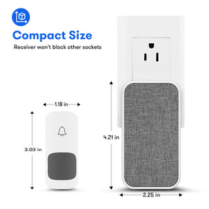 Wireless Doorbell, 2 Transmitters and 1 Plug-in Receiver No Battery Required for Receiver 58 Ringtones | Coolqiya