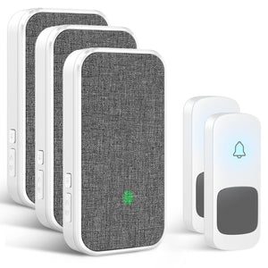 Wireless Doorbell, 2 Transmitters and 3 Plug-in Receivers No Battery Required for Receiver 58 Ringtones | Coolqiya