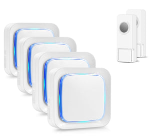 Electric door bells, Wireless Doorbell 2 Waterproof Transmitters and 4 Plug-in Receivers | Coolqiya