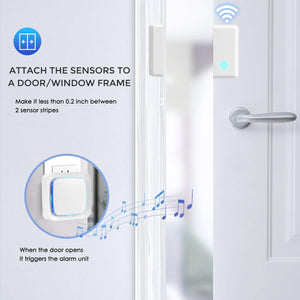 Coolqiya Door Sensor White, 2 Receivers and 3 Door Sensors