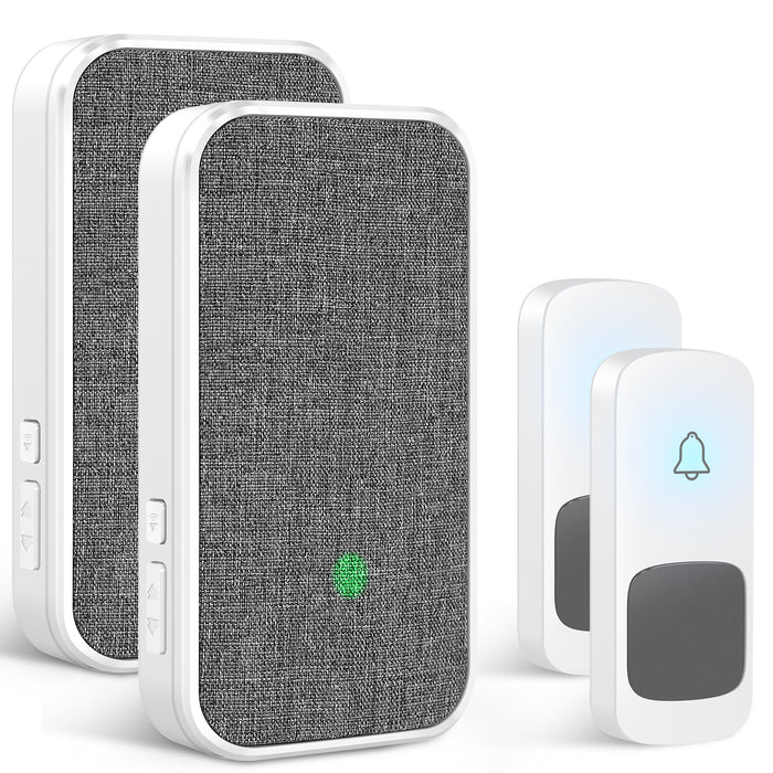 Wireless Doorbell, 2 Transmitters and 2 Plug-in Receivers No Battery Required for Receiver 58 Ringtones | Coolqiya