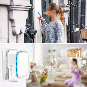 Electric door bells, Wireless Doorbell 2 Waterproof Transmitters and 4 Plug-in Receivers | Coolqiya