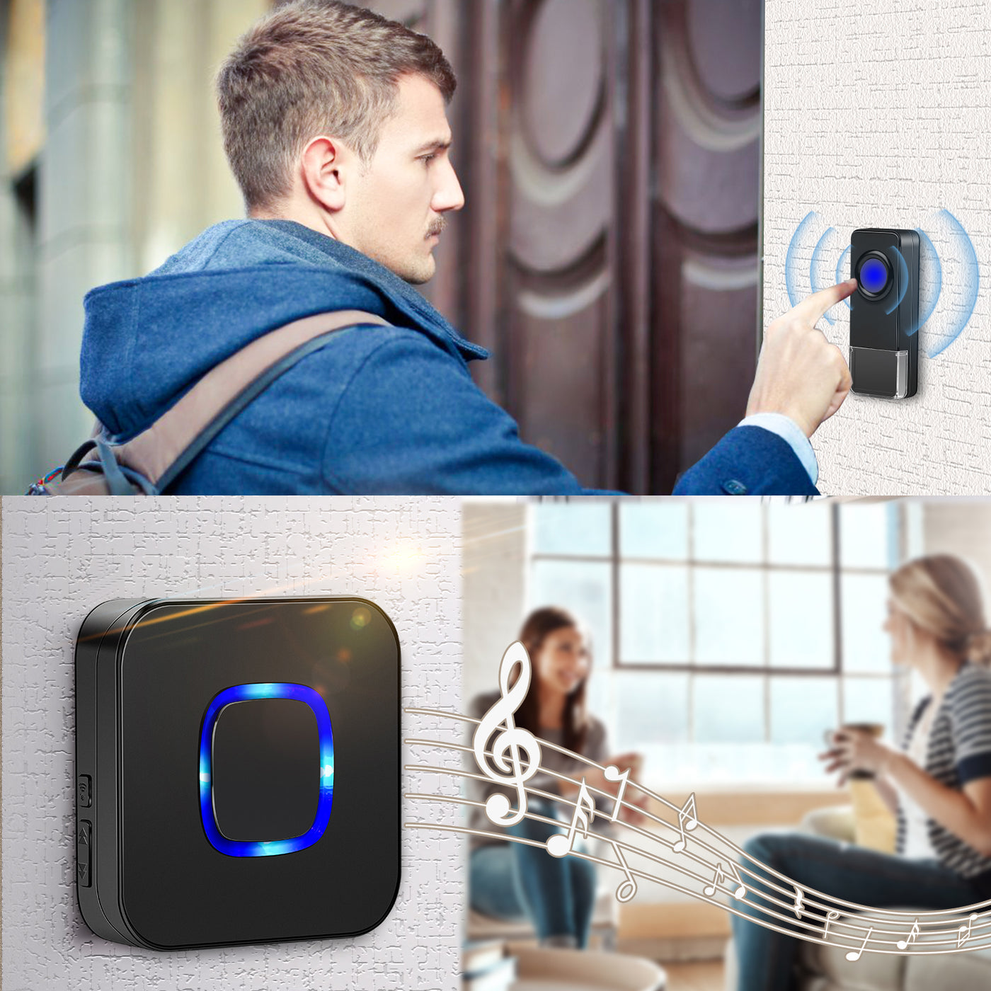 Doorbells Wireless Remote 2 door bell Buttons and 3 Receivers | Coolqi ...